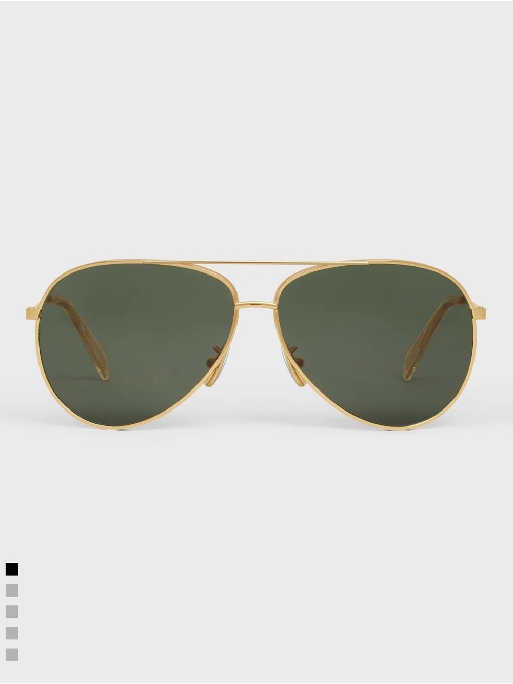 Celine Gold Aviator Sunglasses Green Lenses Metal Frame w/ Case